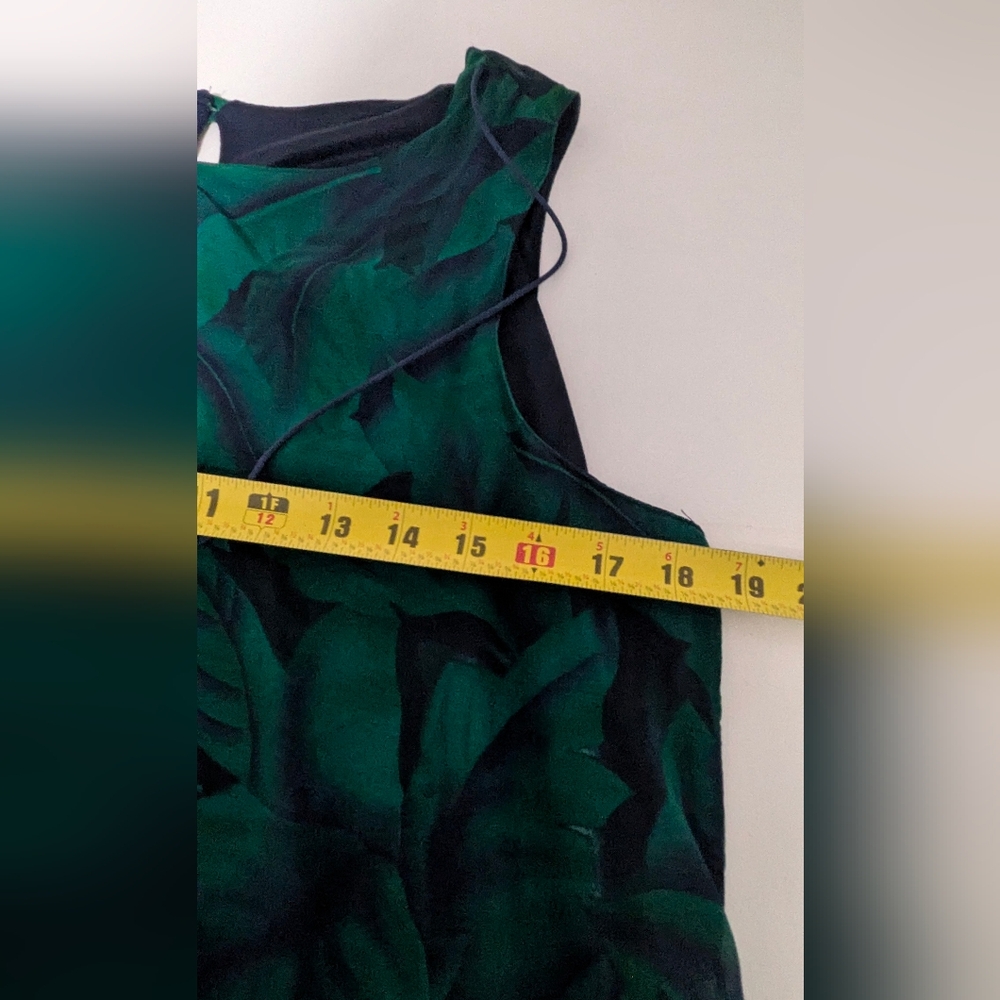 Cascais Vintage 90s Tropical Palm Print Layered Maxi Dress Teal Green Sz 8 Rayon - Picture 7 of 10